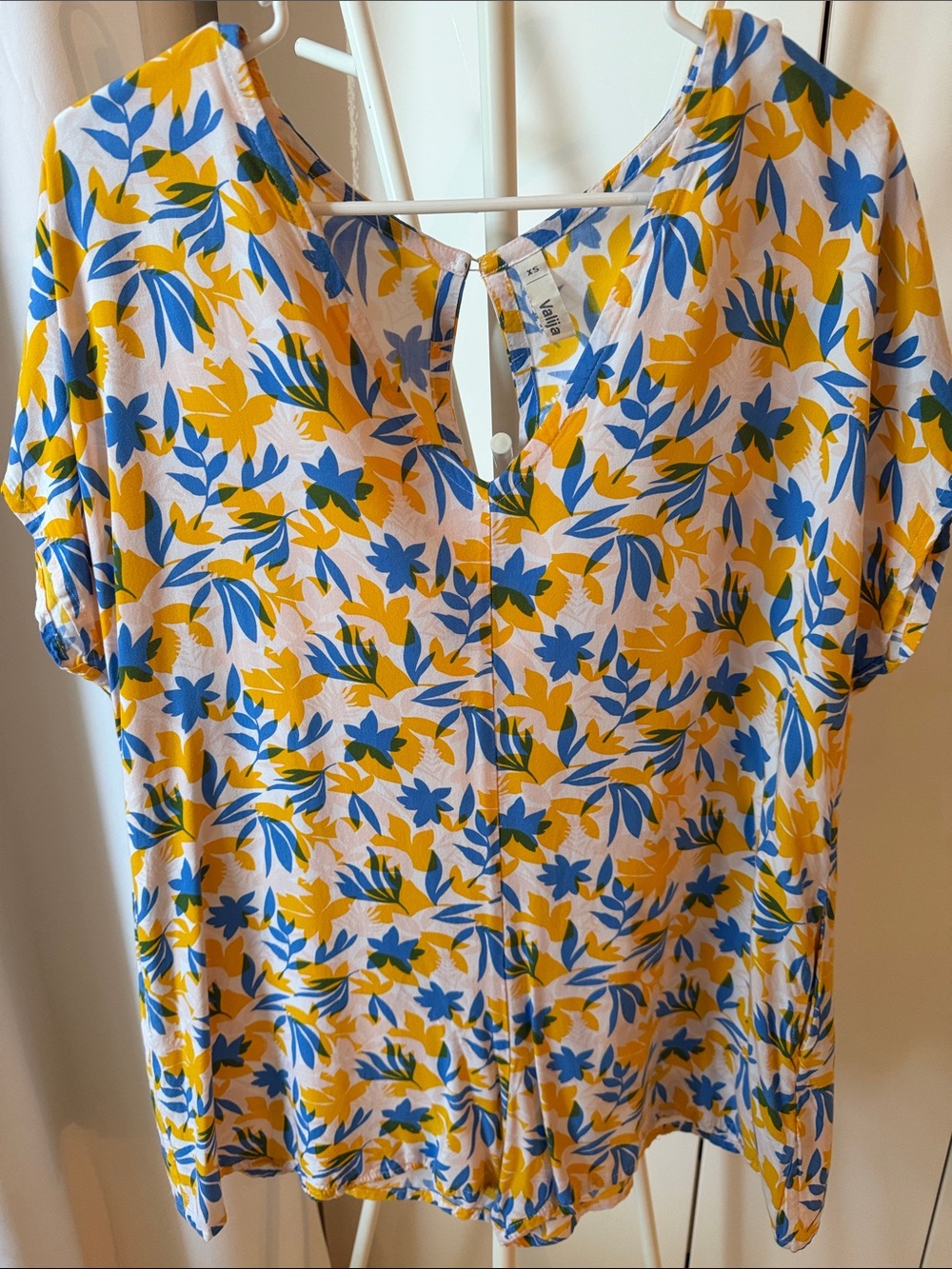 Women's Floral V-Neck Jumpsuit & Romper in White, Yellow & Blue